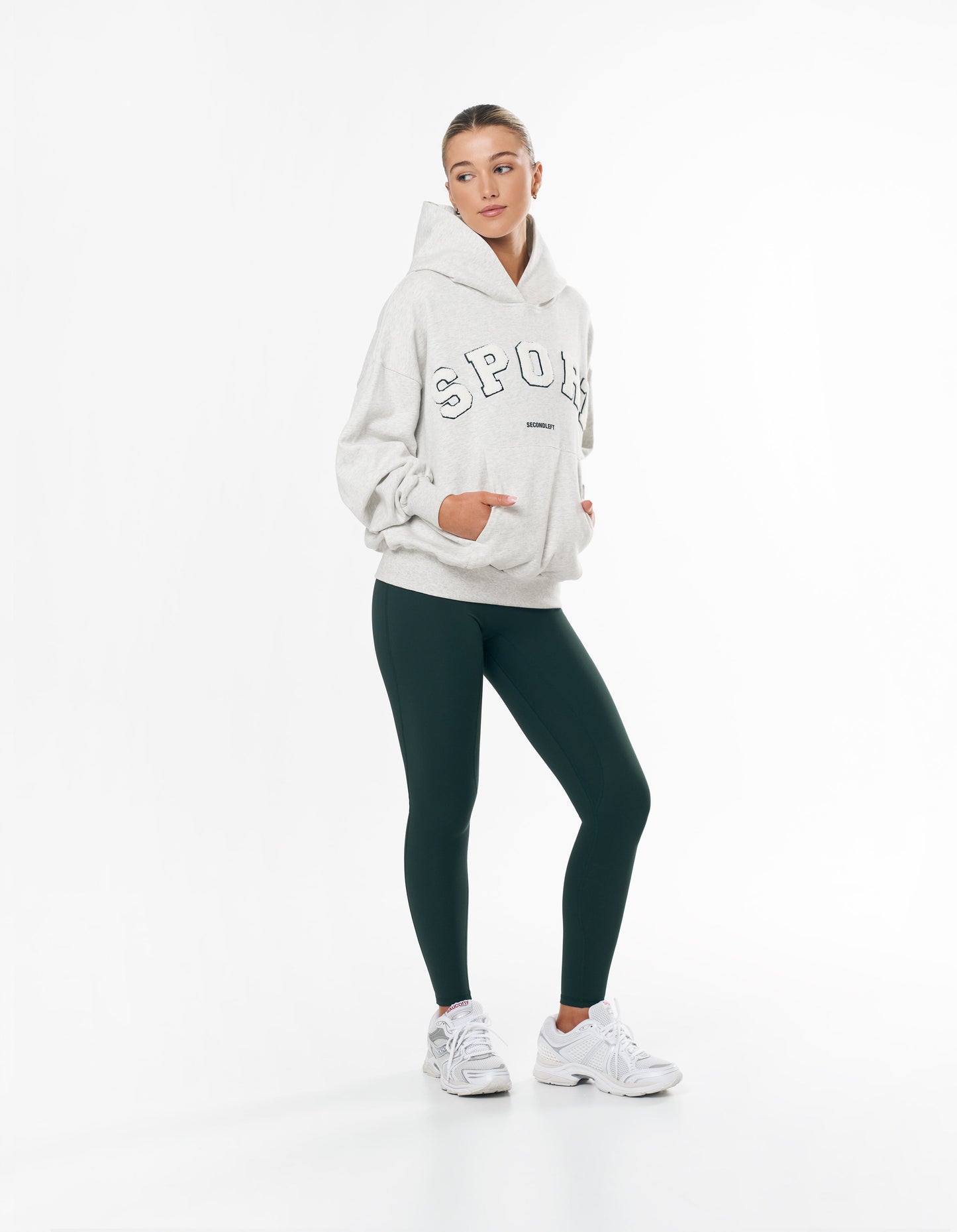 Sport Hoodie - Grey Marle/Emerald