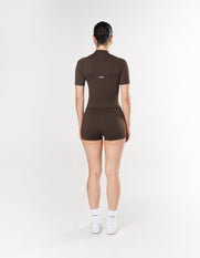 Seamless High Neck Tee - Espresso