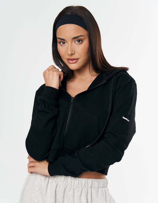 Essential Cropped Zip - Black