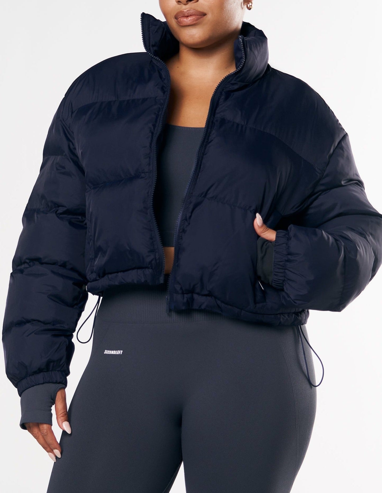 Cropped Puffer - Navy