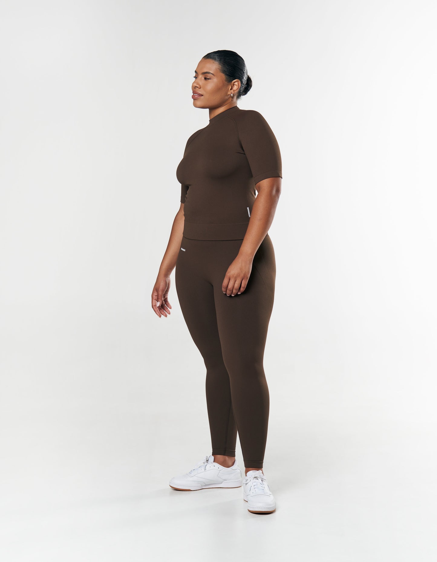 Seamless High Neck Tee - Espresso