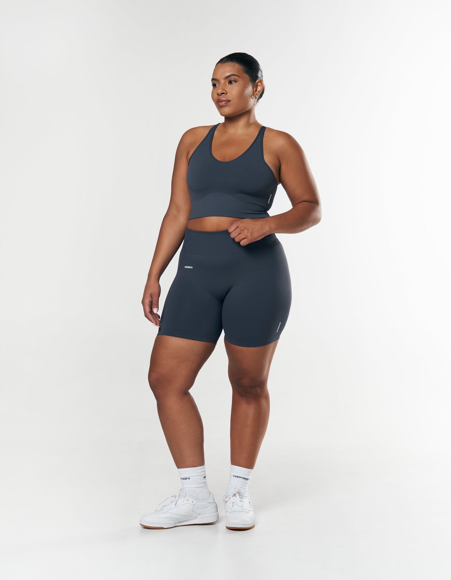 Seamless Midi Biker Shorts - Blueberry