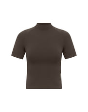 Seamless High Neck Tee - Espresso