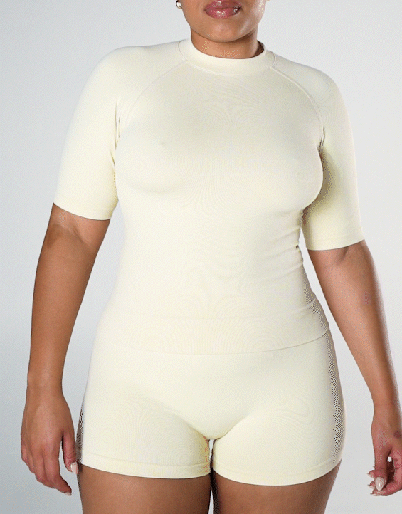SL Seamless High Neck Tee - Butter