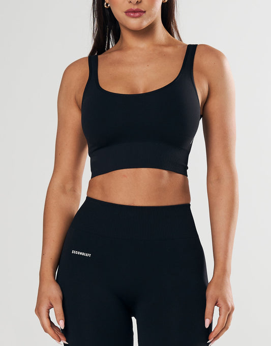 Seamless Low back Crop - Black