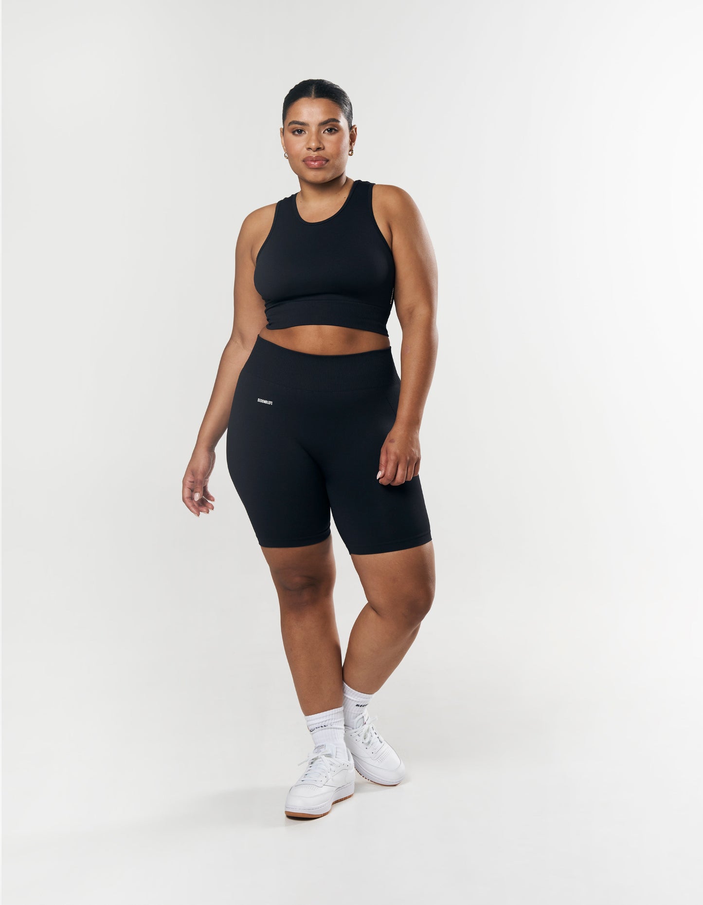 Seamless Midi Biker Shorts - Black