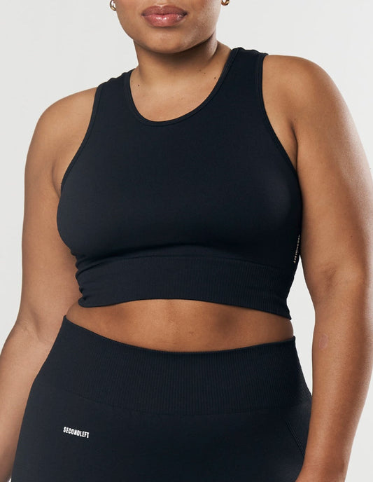 Seamless Cropped Singlet - Black